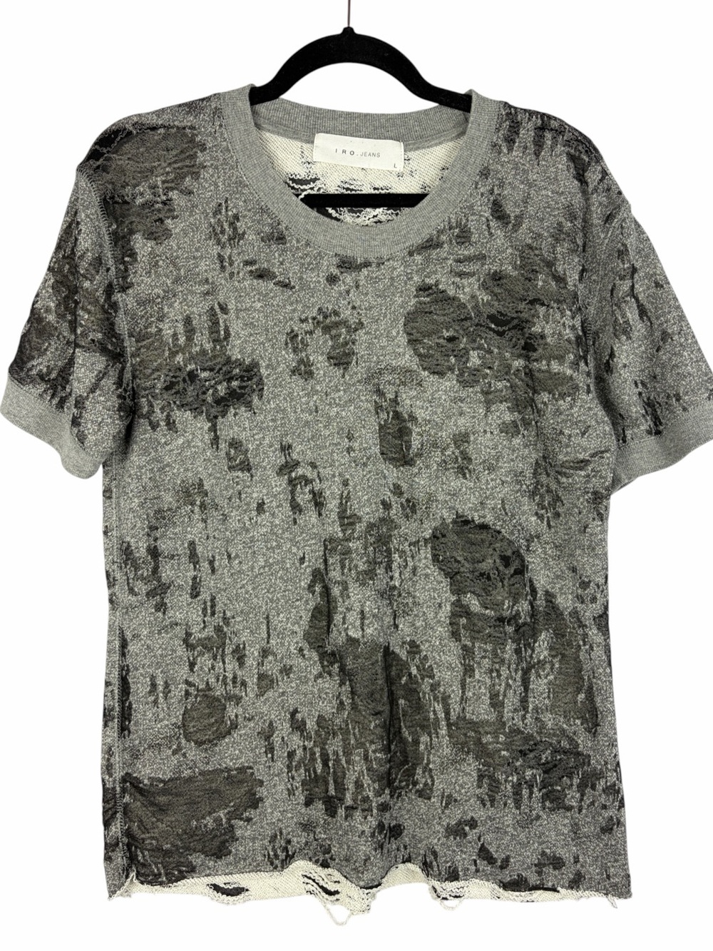 IRO Jeans Grey Distressed Burnout Knit Tee Grunge Top Large